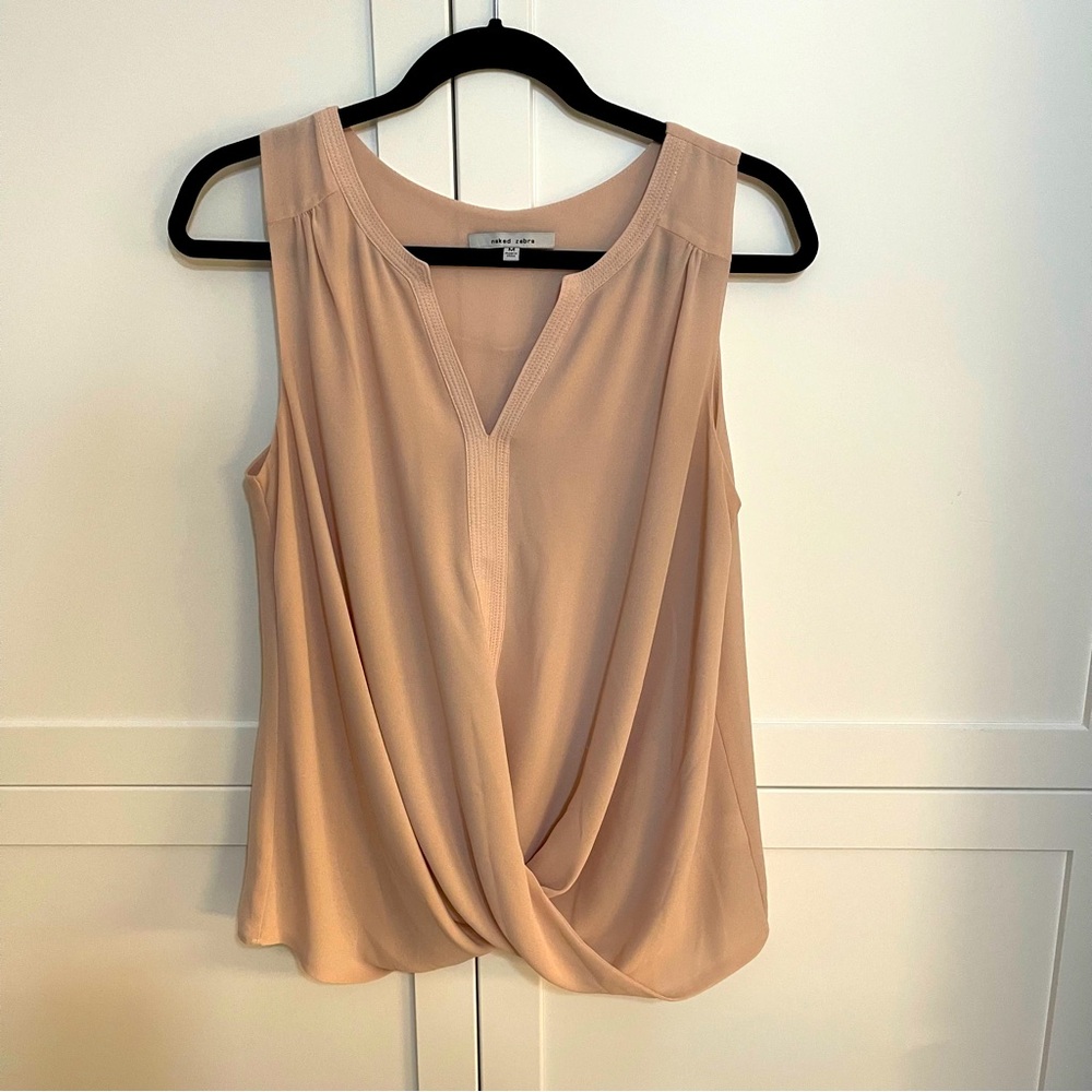 Naked Zebra Blush Pink draped sleeveless top